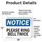 Signmission Please Ring Bell Twice, 18 in W x Rectangle, Vinyl Decal OS-2PACK-NS-D-1218-L-17576 - alternate 4
